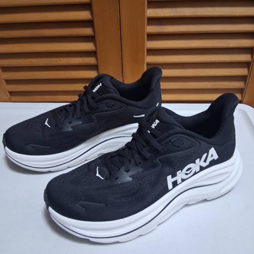 Hoka Black and White Athletic Running Shoes
